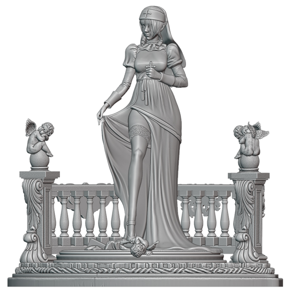 Elf Clergy Lady With Cross Orn - Model Figure Base 评论和价格