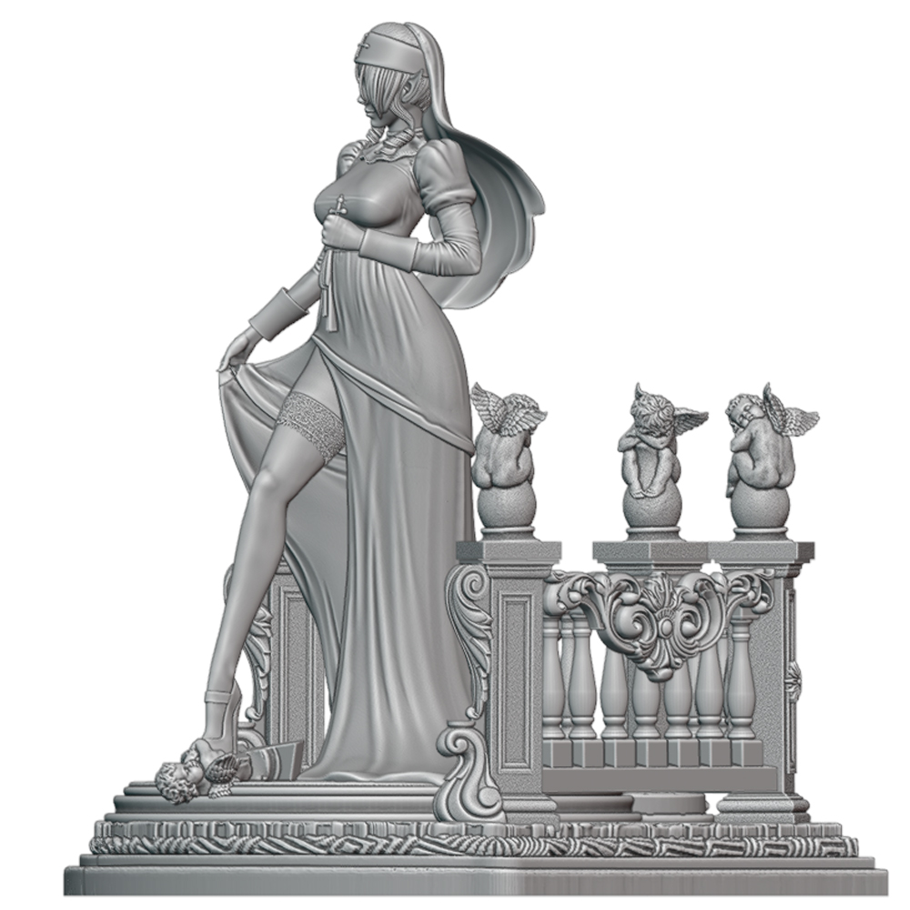 Elf Clergy Lady With Cross Orn - Model Figure Base 评论和价格