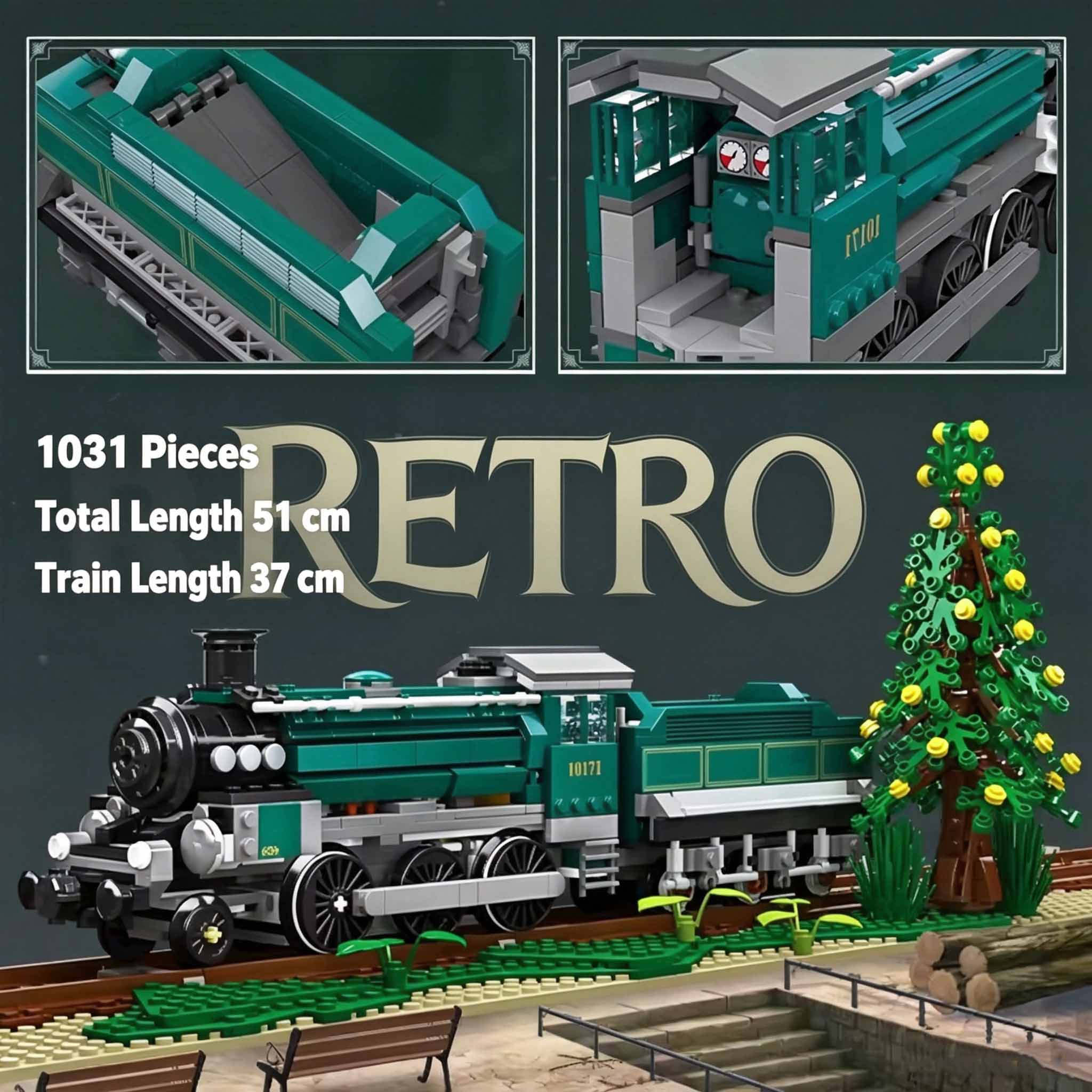 Retro Green Steam Train Buildi - Model Kit Locomotive 评论和价格