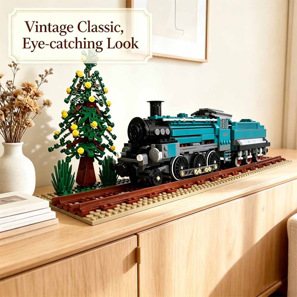 Retro Green Steam Train Buildi - Model Kit Locomotive 评论和价格